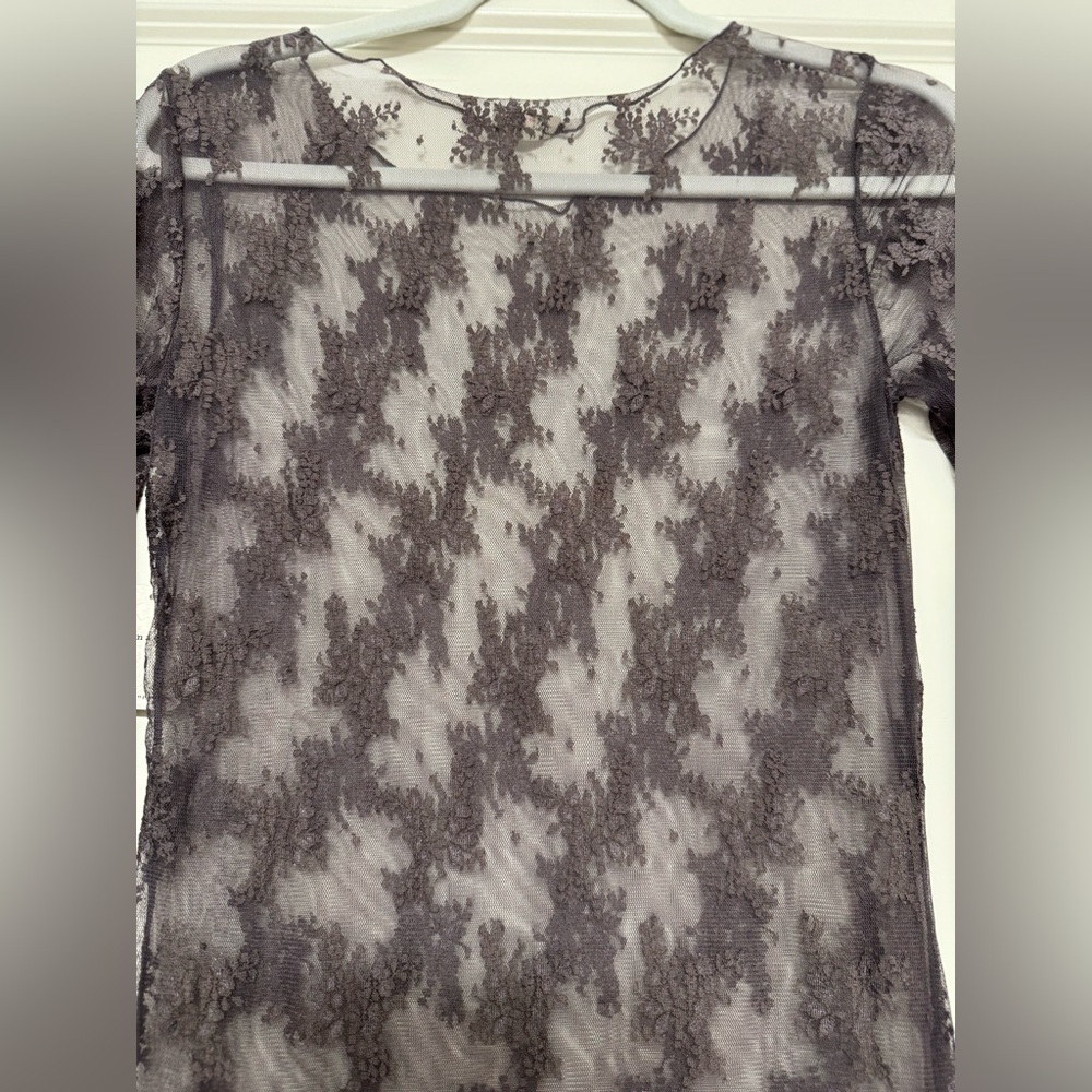 NWT Free People Dark Gull Grey Sheer Star Lace Maxi Dress Medium - Picture 12 of 12